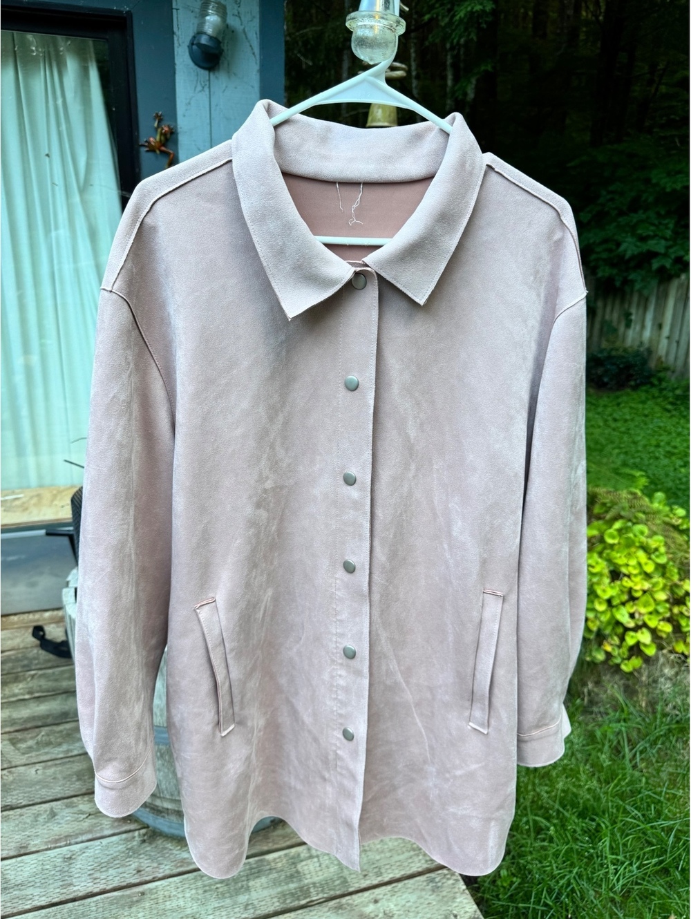 Wynne Layers Women's 2X  Pink Suede Snap Button Jacket